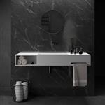 Wastafel Ideavit Solidbliss 140x40x20 cm Solid Surface 1 Opberg Vak Mat Wit