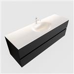 Badkamermeubel Solid Surface AQS Stockholm 150x45 cm Mat Zwart Urban (veertien varianten)