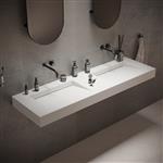 Wastafel Dubbel Ideavit Solidsquare 150x46x10 cm Solid Surface Mat Wit