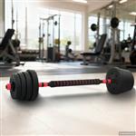 vidaXL 2-in-1 Halter-Barbell Set 30 kg Zwart en Rood