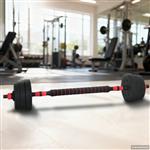 vidaXL 2-in-1 Halter-Barbell Set 20 kg Zwart en Rood