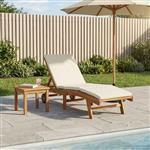 vidaXL Ligstoel Bruin en crèmekleurig Polyester