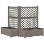 vidaXL Grote plantenbak met trellis 2 pcs Grijs 143 x 143 x 133,5 cm