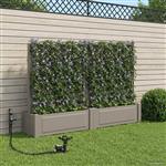vidaXL Grote planter met trellis 2 pcs Grijs 200 x 43 x 133,5 cm PP