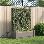 vidaXL Grote plantenbak met trellis Grijs 99,5 x 43 x 133,5 cm PP