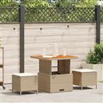 vidaXL Tuin eettafelset Beige poly rattan