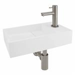 Fonteinset Differnz Rechts 36x18.5x9 cm Solid Surface Mat Wit (inclusief mat verchroomde kraan sifon