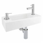 Fonteinset Differnz Sapon Rechts 44x18x9 cm Geintegreerde Zeepdispenser Keramiek Wit (inclusief verc