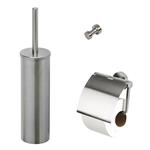 Toiletset Accessoires Geesa Nemox met Toiletborstel Toiletrolhouder en Handdoekhaak RVS
