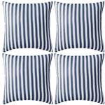 vidaXL Buitenkussens 45x45 cm gestreept marineblauw 4 st