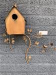 Prachtig koper-metalen wand vogelhuis.