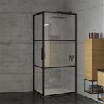 Douchecabine Riho Grid met Vast Paneel 110x80 cm 6mm Helderglas Zwarte Profielen