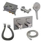 Thermostatische Inbouw Badkraan Brauer Brushed Carving Met Drukknoppen SET 04 Met Badvulcombinatie E
