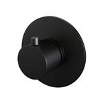 Inbouwthermostaat Brauer Black Carving met Ronde knop en Rozet Geborsteld Mat Zwart