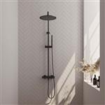 Regendoucheset Opbouw Brauer Black Carving 30 cm Thermostatisch met Staaf Handdouche Geborsteld Mat 