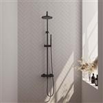 Regendoucheset Opbouw Brauer Black Carving 20 cm Thermostatisch met Staaf Handdouche Geborsteld Mat 