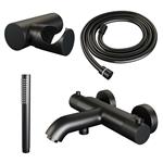 Opbouwset Bad- en Douchekraan Brauer Black Carving Thermostatisch Met Wandhouder Geborsteld Mat Zwar