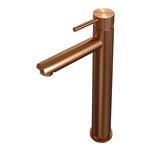 Wastafelmengkraan Brauer Copper Carving Coldstart Opbouw Hoog Ronde Hendel Geborsteld Koper PVD PVD