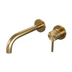 Inbouw Wastafelmengkraan Brauer Gold Carving Coldstart Gebogen Uitloop Ronde Hendel Rechts Geborstel