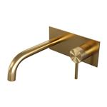 Inbouw Wastafelmengkraan Brauer Gold Carving Coldstart Gebogen Uitloop Ronde Hendel Rechts Geborstel