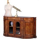 Blonde notenhouten credenza met kwartronde zijkasten ca 1850 fraaie ingelegde details (No.431545)
