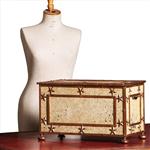 Antieke IJzeren beschilderde Empire kist in prachtige oude kleur op bolpoten en met sterren ca 1810 