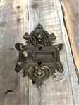 Deurbel met leeuw en zon, Art Nouveau stijl, gepatineerd messing