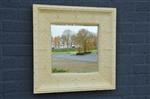 Grote forse spiegel in old-white-rust metalen frame, prachtig !