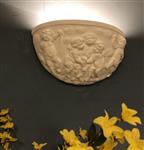 Mooie strakke wandlamp in wit terracotta steen, zeer fraai, klassiek.