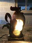 Lamp met haan, decoratief, metaal, mooie lamp, sierlijk.