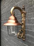 Nostalgische wandlamp, tuinlamp, geheel messing gepatineerd, koper