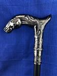wandelstok aluminium met paardenhoofd, geweldig.