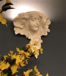 Mooie strakke wandlamp in wit terracotta steen, zeer fraai, klassiek.