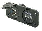 Power Line Voltmeter + 2x USB Lader Inbouw Zwart
