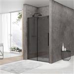 Nisdeur Van Rijn ST06 Schuifdeur Met Vaste Wand Rookglas 180x200 cm 8 mm Soft Close Zwart