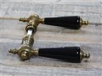 Set deurkrukken messing met zwart keramische handvaten, incl. doorn