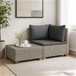 vidaXL 2 st Rieten Loungeset met Kussens GENDT Natuurlijk rattan