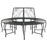vidaXL Boom bank 8-Aantal zitplaatsen Ø 160 x 89 cm Staal Zwart Rond