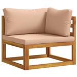 vidaXL Hoekbank met kussens 100 % polyester Massief Acacia Naturel