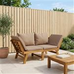 vidaXL 3-in-1 Tuinbank met Kussens Massief Acaciahout Taupe