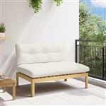 vidaXL Midden Sofaset Licht Acacia en Crème Wit Acaciahout