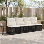 vidaXL 4-zits bank 4 st 4-Aantal zitplaatsen Zwart poly rattan