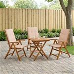 vidaXL Recliner Tuinstoelen 3 st Naturel Massief Acaciahout