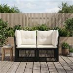 vidaXL Tuinbank 2-Aantal zitplaatsen Zwart poly rattan