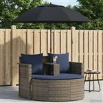 vidaXL Tuinbank 8 st poly rattan Grijs en Marineblauw