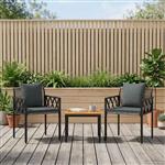vidaXL tuinmeubelset 3 st Grijs en Donkergrijs poly rattan