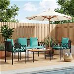 vidaXL Tuinmeubelset 4 st Zwart en Turquoise poly rattan