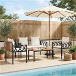 vidaXL tuinmeubelset 4 st Bruin en Crème Wit poly rattan