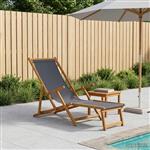 vidaXL Opvouwbare zonnebed 3 Positie Massief Eucalyptus Hout Grijs