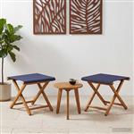 vidaXL Ligstoel 2 pcs massief eucalyptushout Blauw